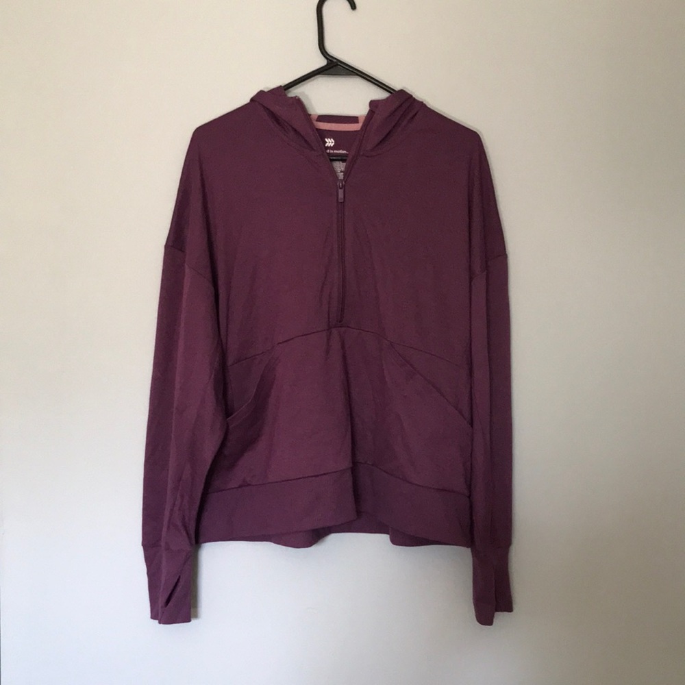 Cute activewear All In Motion hooded pullover with big pocket and thumb holes
